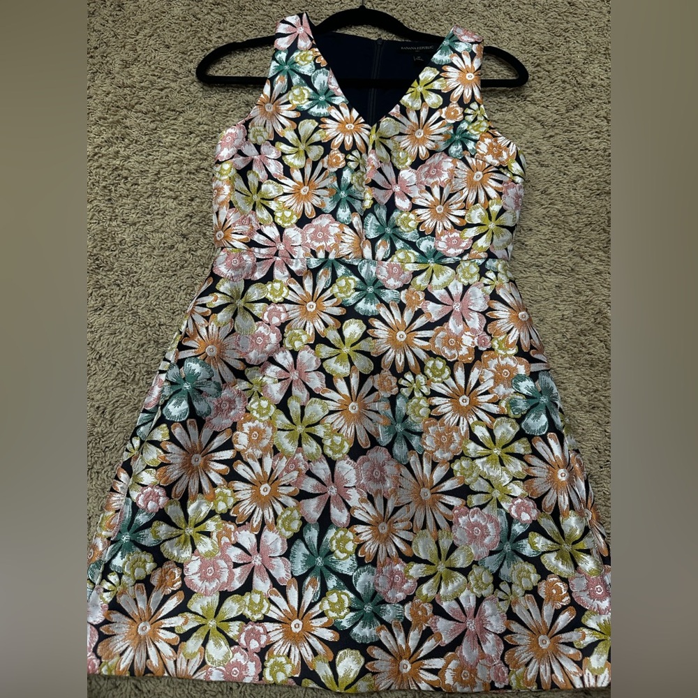 Banana Republic Floral Dress with Pink, Green, and Yellow Accents in size 2P!